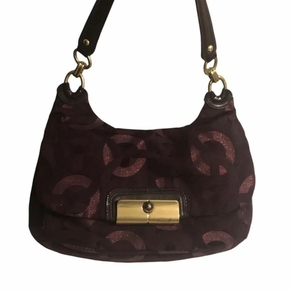 Coach purple chain link kirsten hobo bag